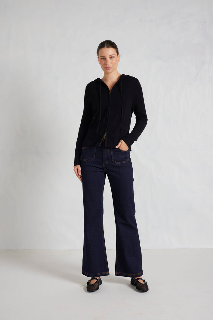 Alessandra Knitwear Amber Cashmere Hoodie in Mariner