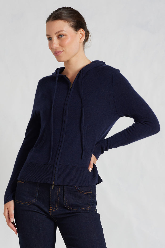 Amber Cashmere Hoodie in Mariner