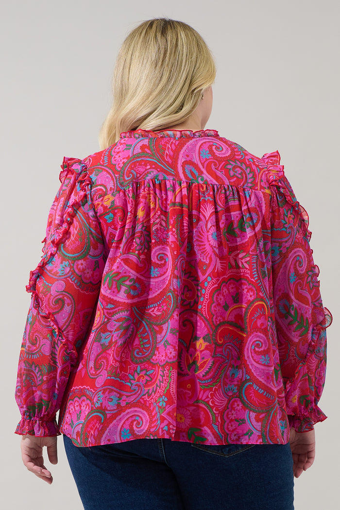 Anais Floral Raj Ruffle Balloon Sleeve Curve
