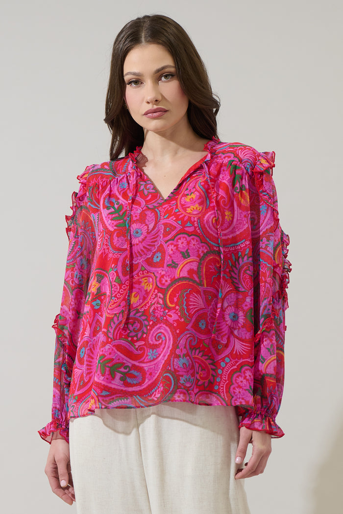 Anais Floral Raj Ruffle Balloon Sleeve