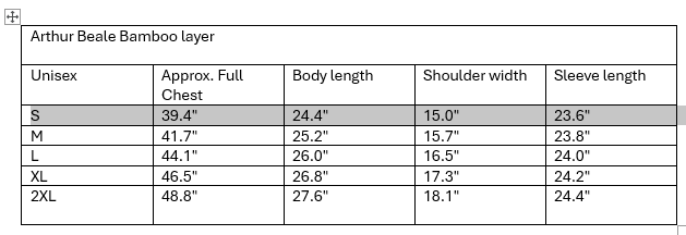Arthur Beale Bamboo Roll-Neck Base Camp Layer (Long sleeve T-shirt)