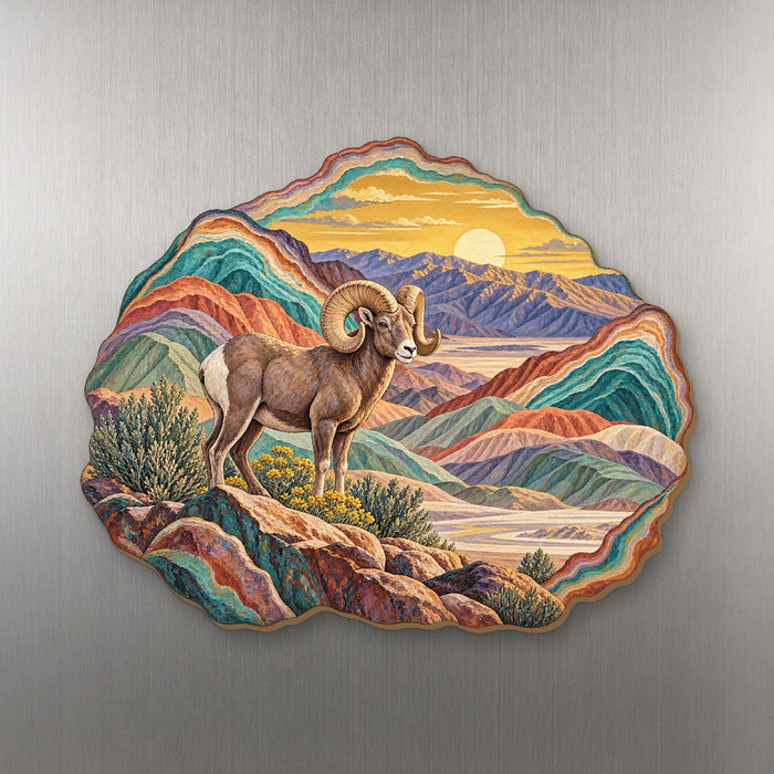 Artists Palette Agate wood magnet M202 on a stainless steel fridge, made in USA