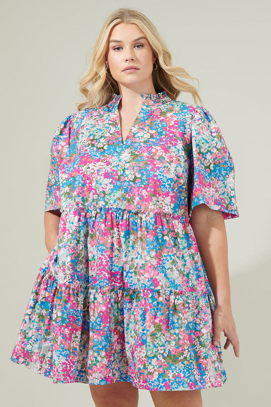 Avery Blossom Dixie Split Neck Shift Dress Curve