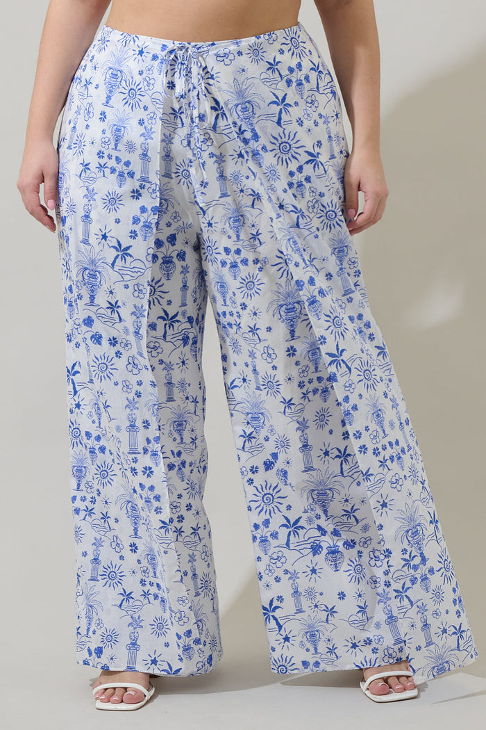Azul Tropics Nature High Waist Wrap Pants Curve