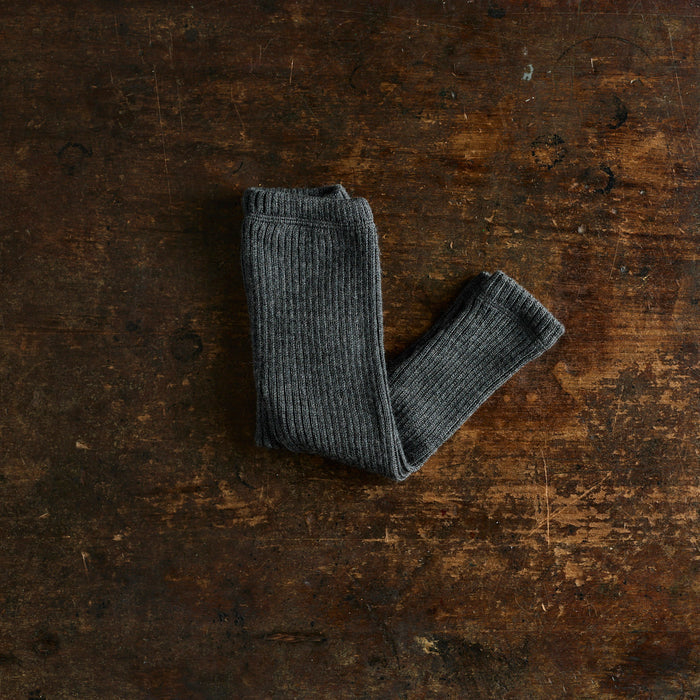 Baby & Kids Merino Wool Heavy Rib Pants - Charcoal