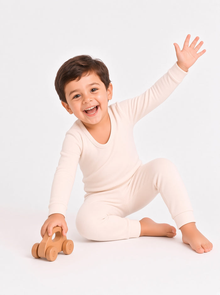 Baby Kids Premium 100% Combed Cotton Inner Thermal Shirt & Trouser Set (999)