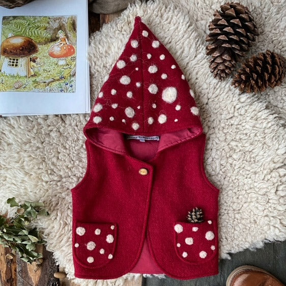Baby & Kids Wool Pixie Hooded Vest - Toadstool