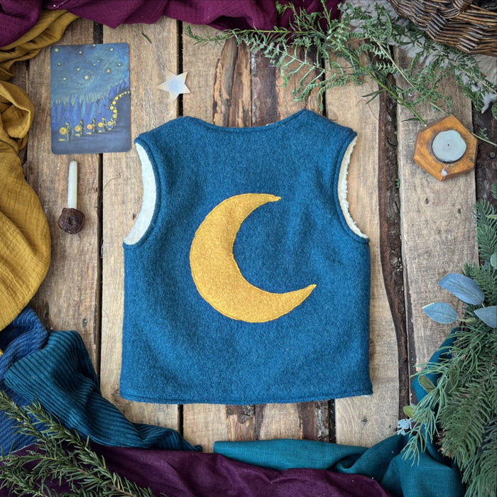 Baby & Kids Wool/Cotton Sherpa Moon Vest - Petrol