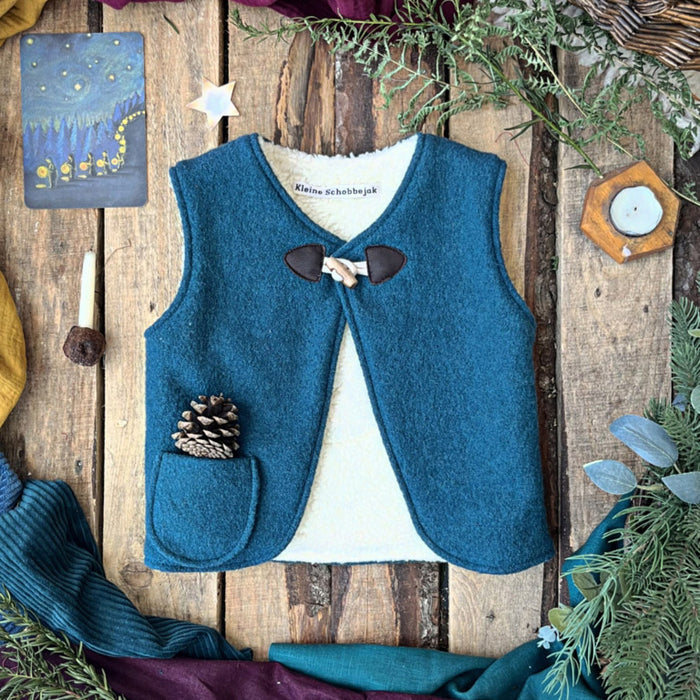 Baby & Kids Wool/Cotton Sherpa Moon Vest - Petrol