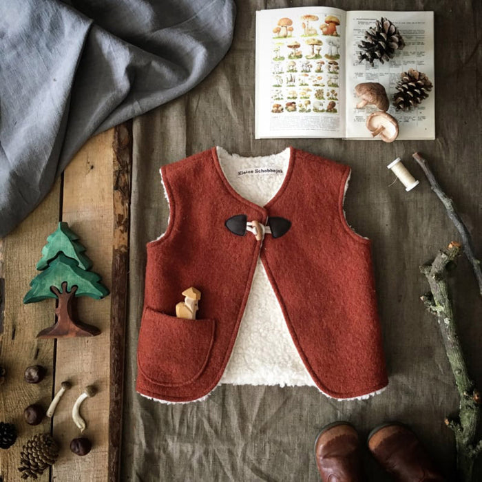Baby & Kids Wool/Cotton Sherpa Vest - Terracotta