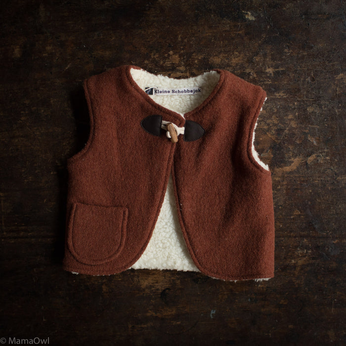 Baby & Kids Wool/Cotton Sherpa Vest - Terracotta