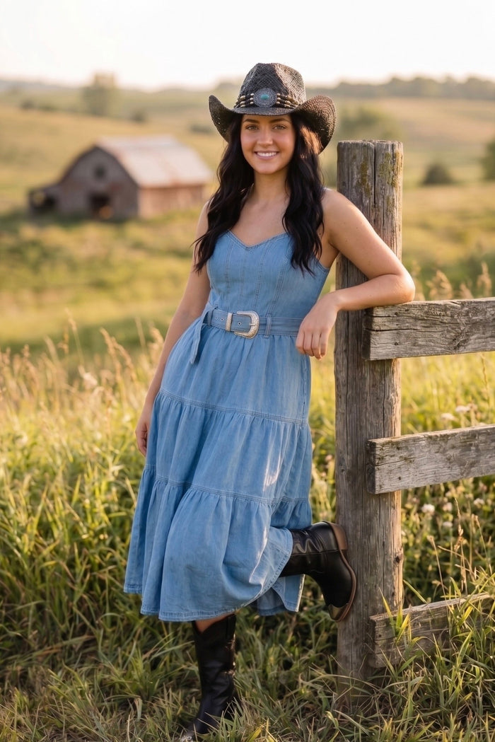 Backroads & Daydreams Denim Tiered Dress