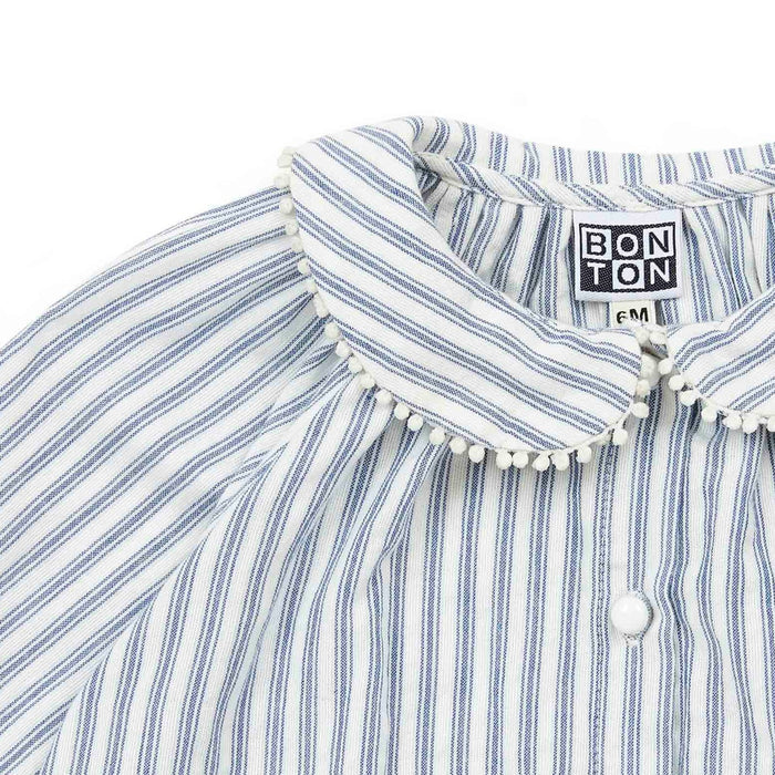 Bonton Bambi Blouse Bebe Blue Baby Girl Shirt