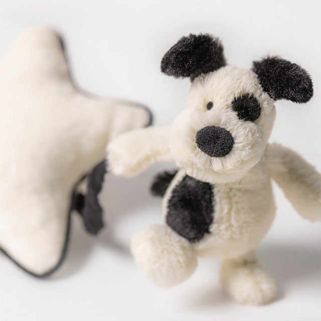 Jellycat Bashful Black&Cream Puppy Musical Pull