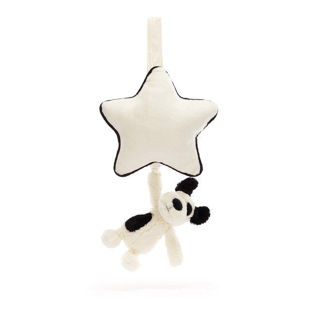 Jellycat Bashful Black&Cream Puppy Musical Pull