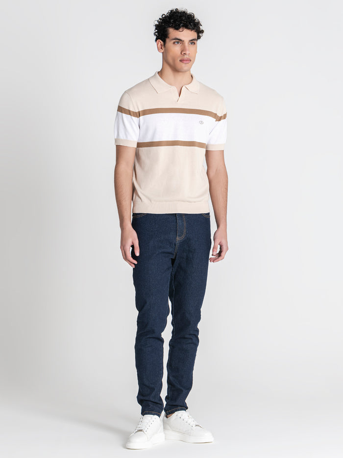 polos / Beige Block Knit Polo