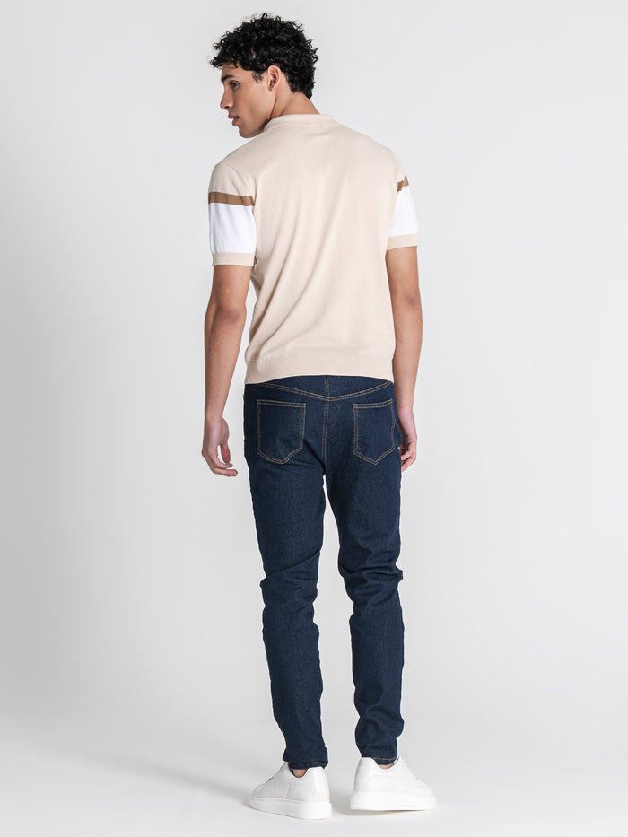 polos / Beige Block Knit Polo