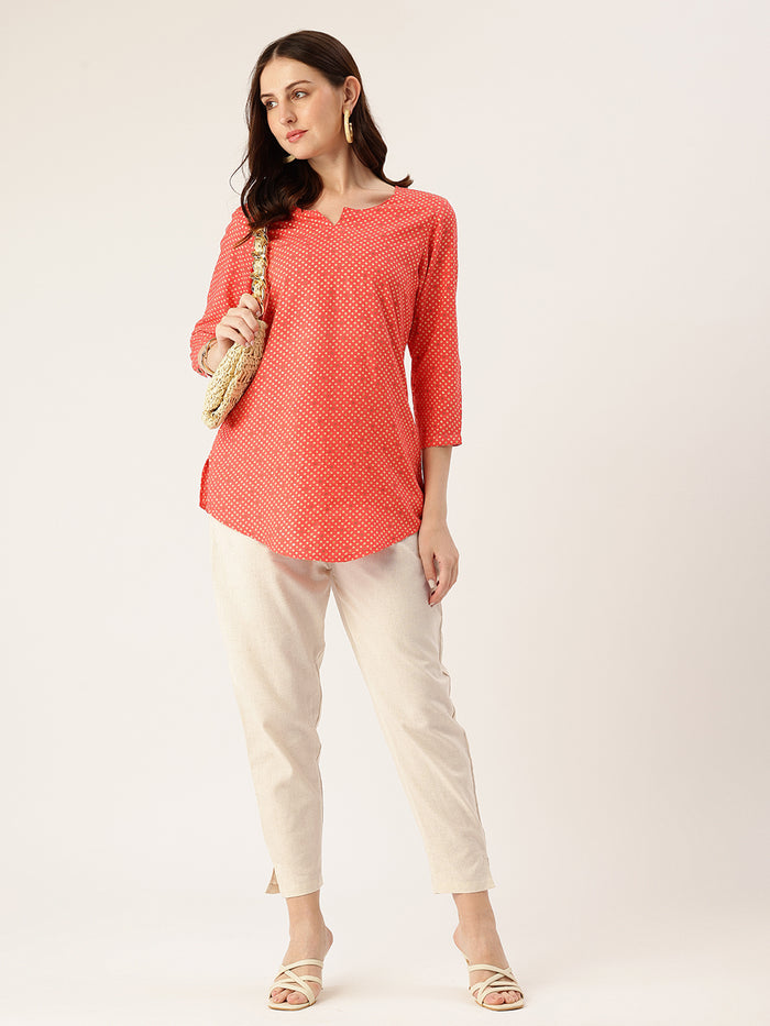 Beige Solid Pencil Pant