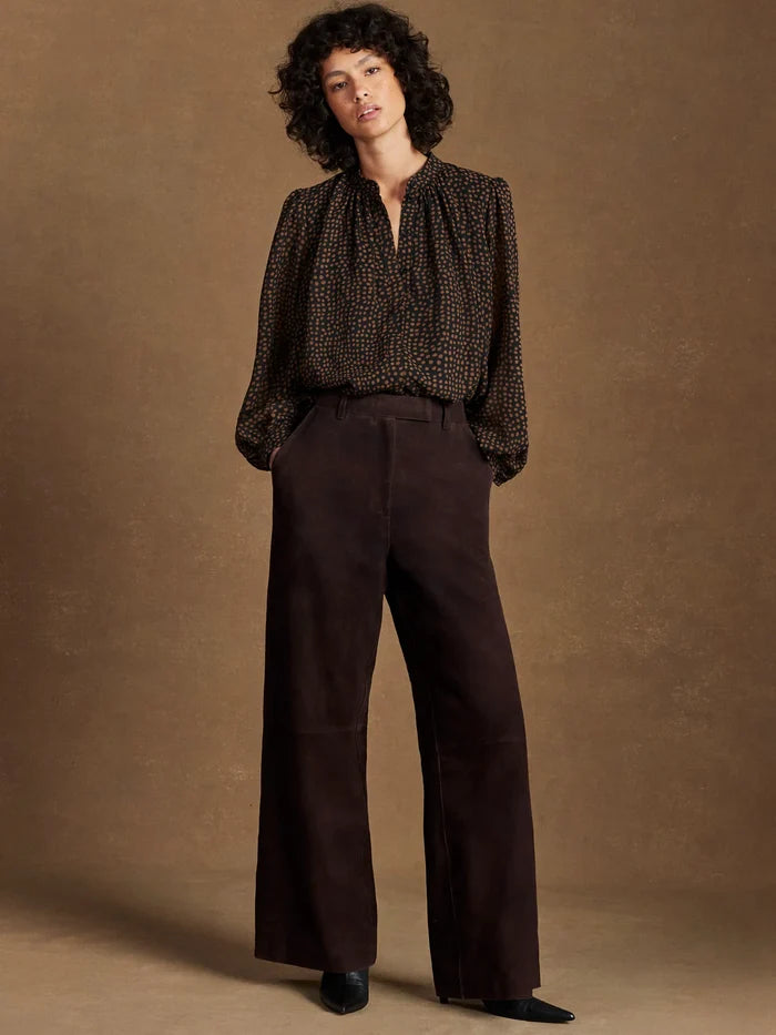 Black and Camel Print Top