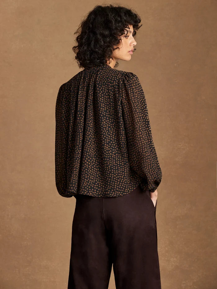 Black and Camel Print Top