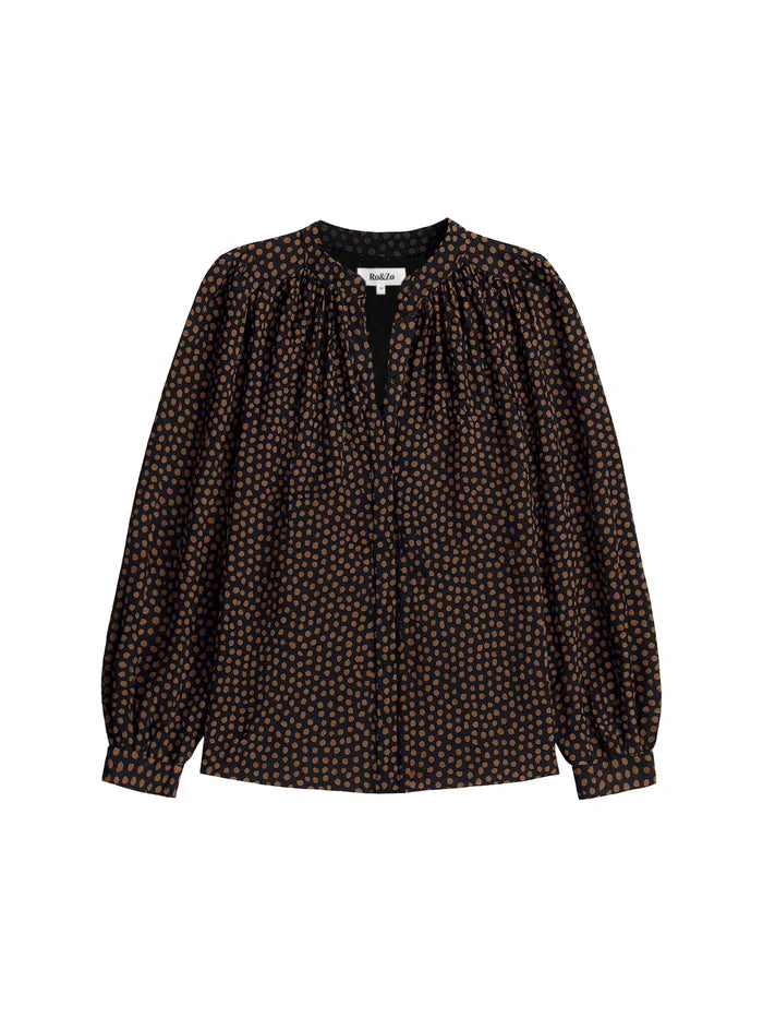 Black and Camel Print Top