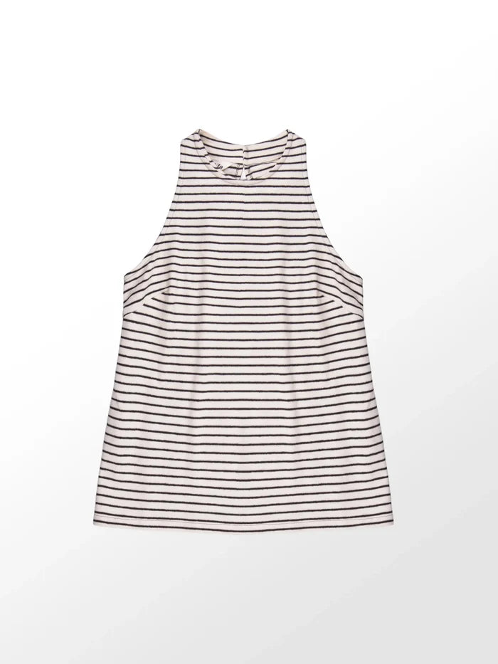 Black And White Stripe Jersey Halter Top