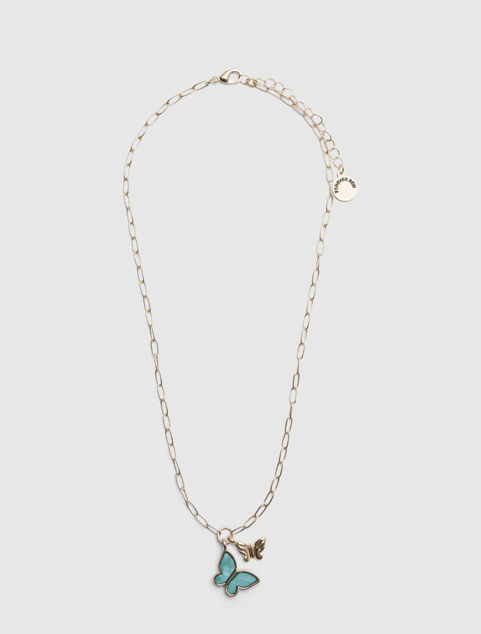 Blair Butterfly Necklace 0 Teal Gold Forever New