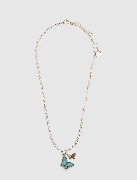 Blair Butterfly Necklace 0 Teal Gold Forever New