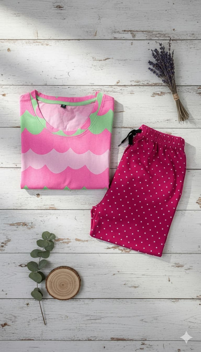 Irah Vastra women’s T-shirt and pant set — model front view