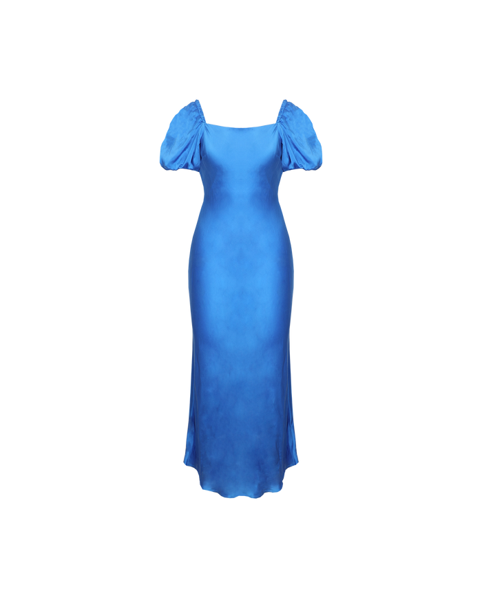 BOBBI SILK MIDI DRESS COBALT