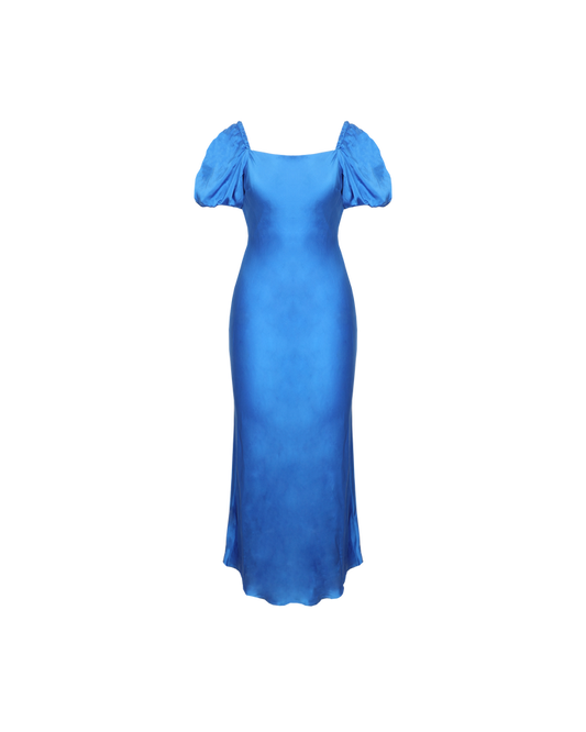 BOBBI SILK MIDI DRESS COBALT