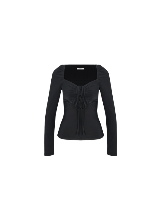 BOBBI TIE LONG SLEEVE BLACK