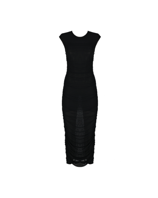 BOUNCE MESH TANK DRESS BLACK