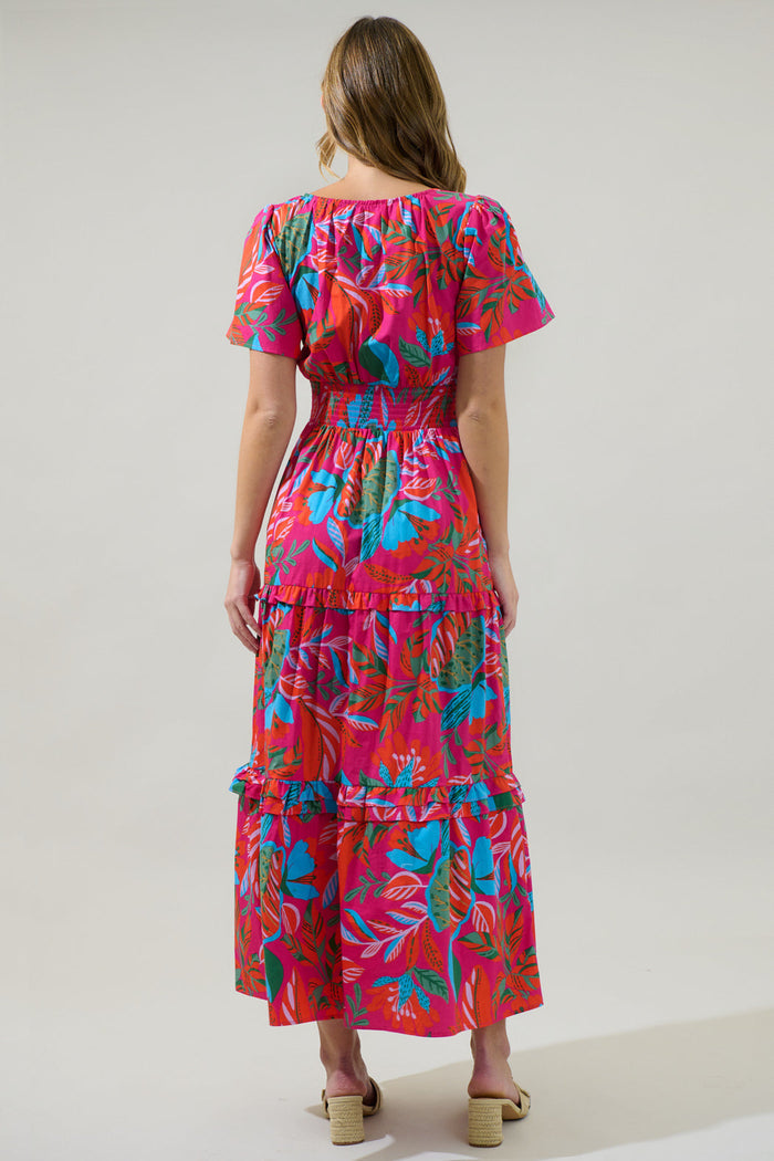 Cactus Blossom Palmer Poplin Tiered Maxi Dress