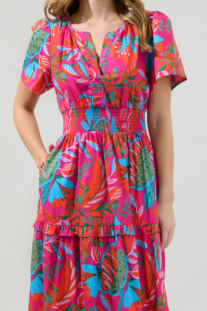 Cactus Blossom Palmer Poplin Tiered Maxi Dress