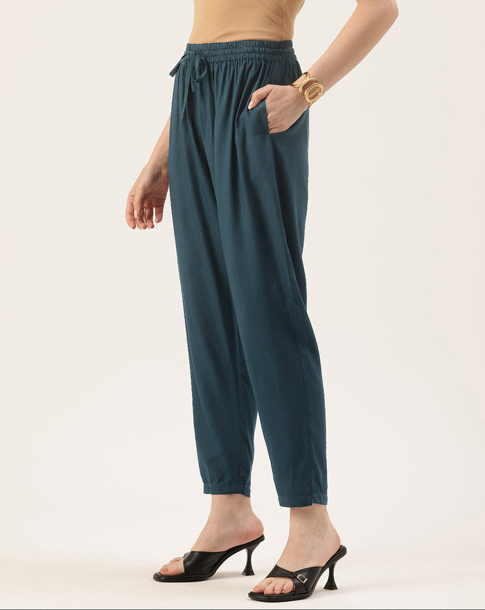 Cadet Blue Solid Pencil Pant