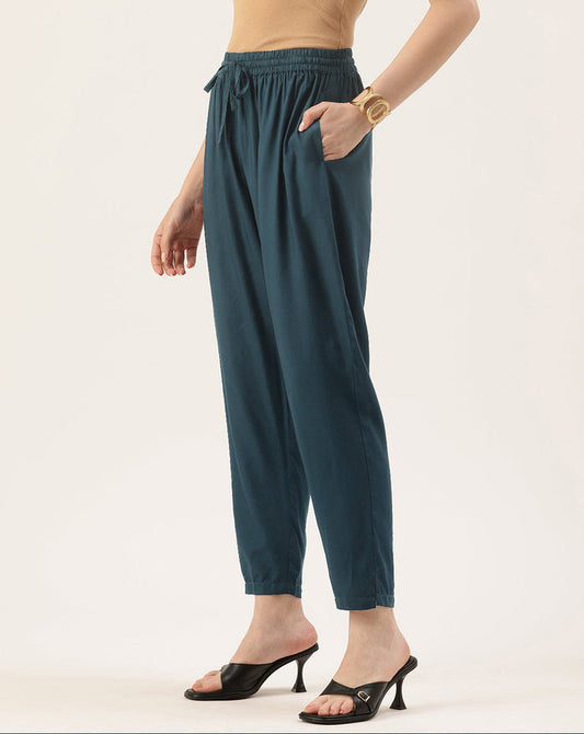 Cadet Blue Solid Pencil Pant