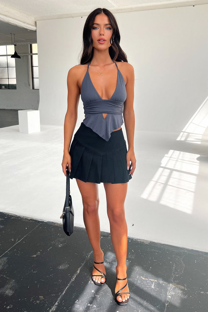 Calison Halter Crop - Charcoal