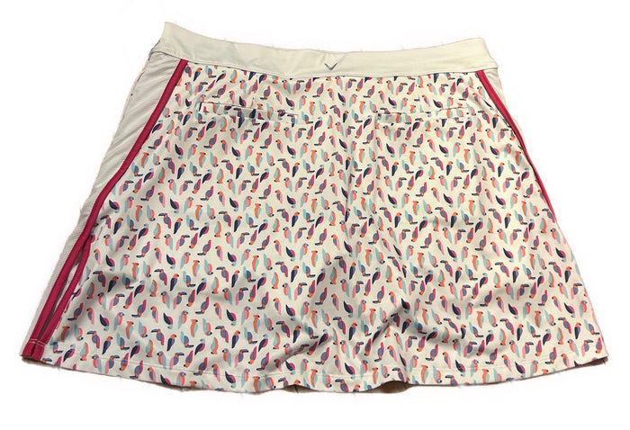 Callaway White Parrot Print Golf Skort Size XL MSP$88