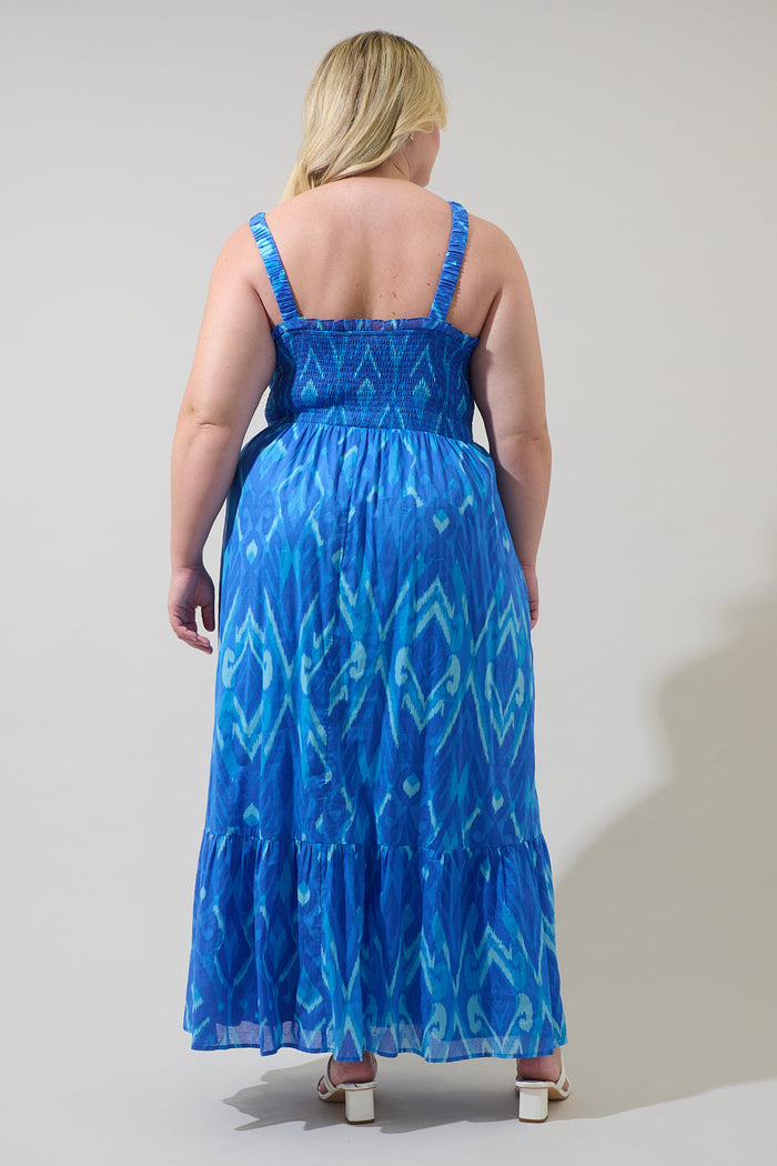 Carys Abstract Delcy Smocked Maxi Dress Curve