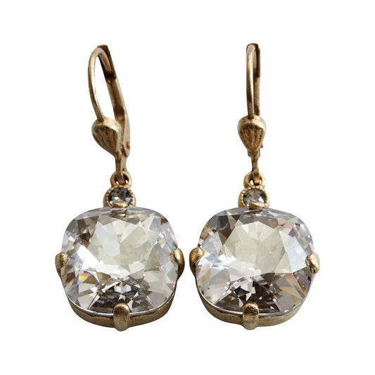 Catherine Popesco - Gold, Rhinestone Earrings 6556