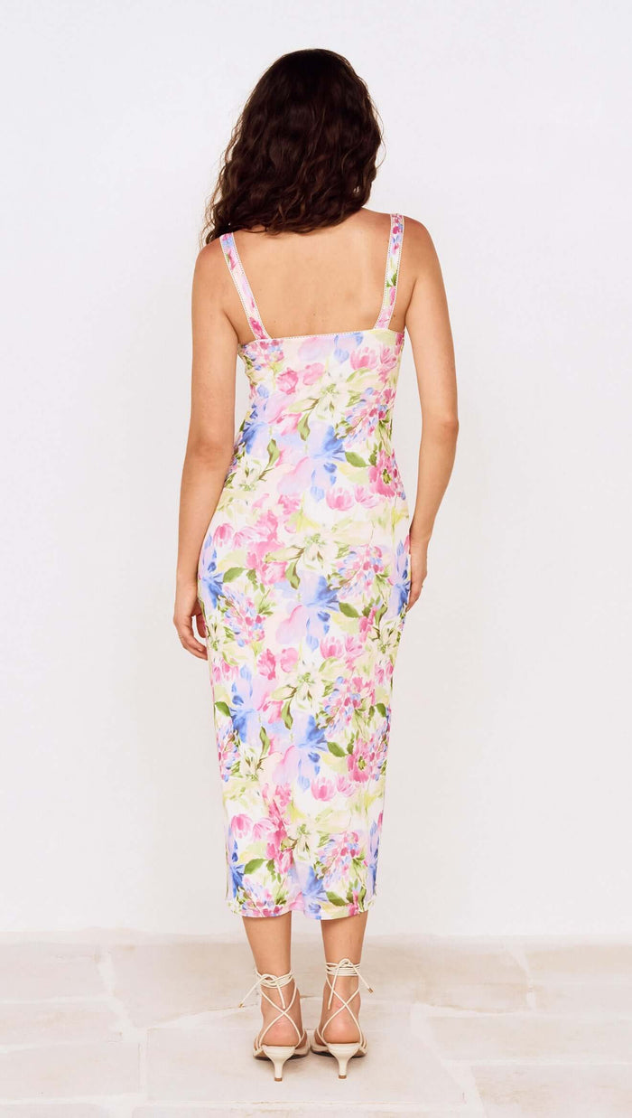 Celina Mesh Midi Dress - Watercolour Floral