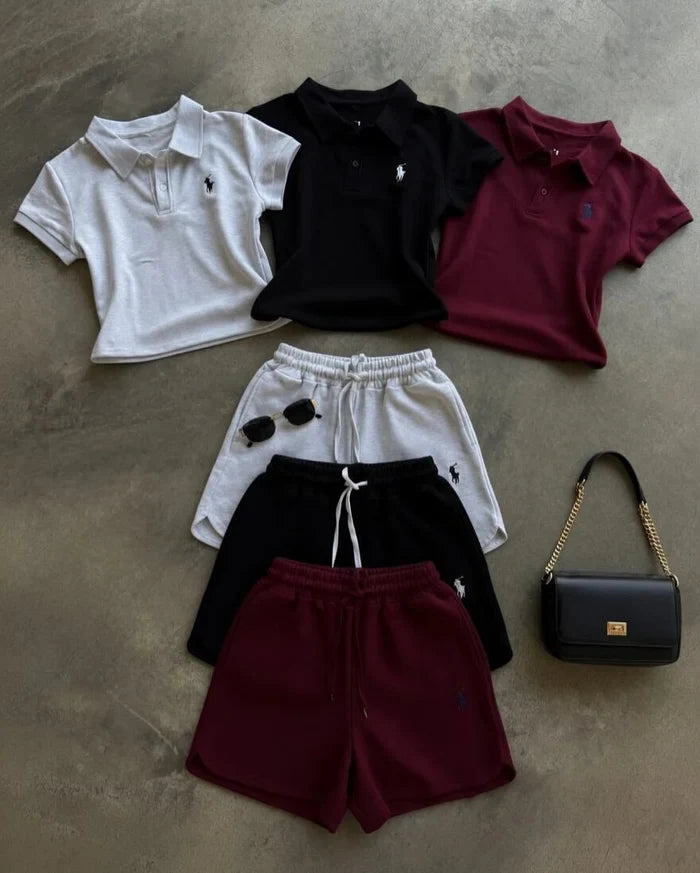 Ch 6042 Polo Co-Ord Set for Women Summer Polo Shirt & Shorts Matching Set | Saimwear