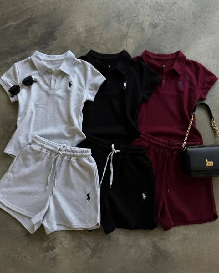 Ch 6042 Polo Co-Ord Set for Women Summer Polo Shirt & Shorts Matching Set | Saimwear