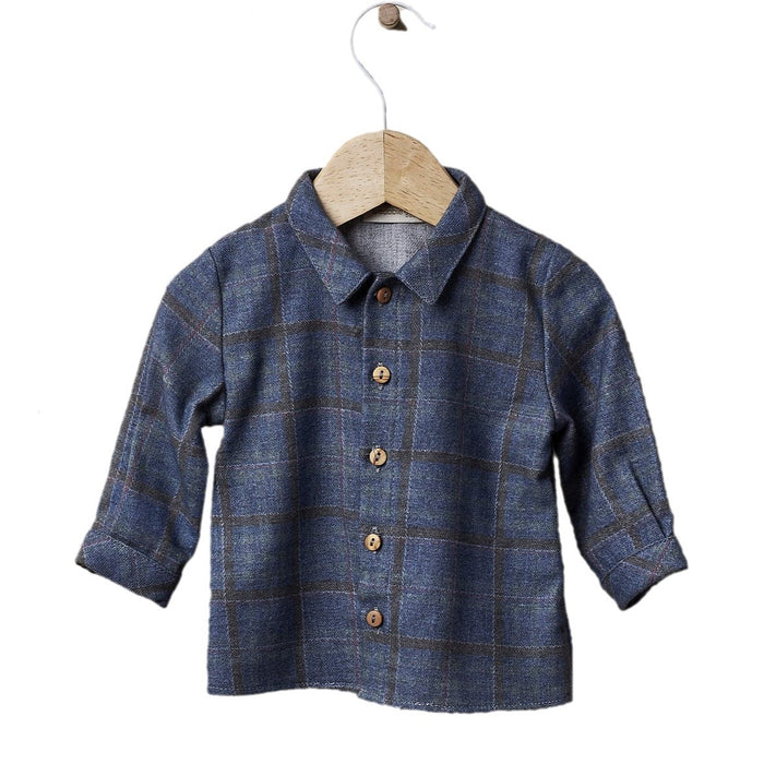 Checked Fabric Shirt Blue