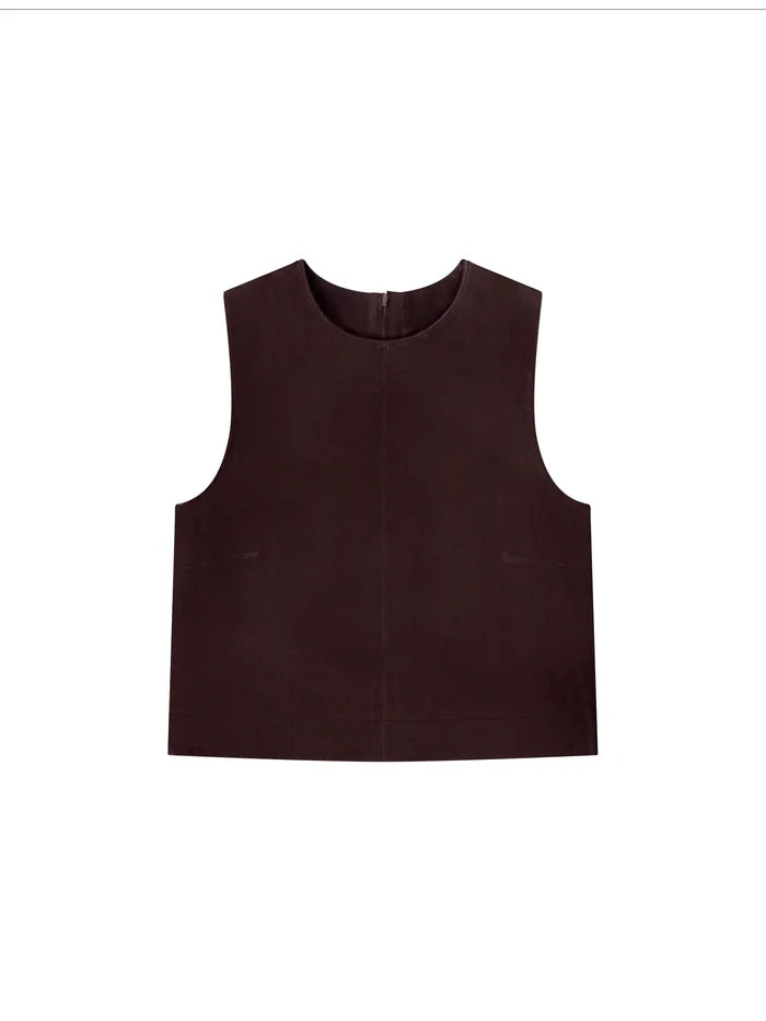 Chocolate Brown Suede Shell Top