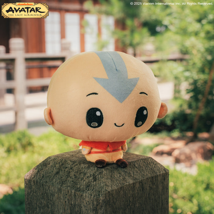Cloudheads: 5" Aang sitting on a post with a temple in the background
