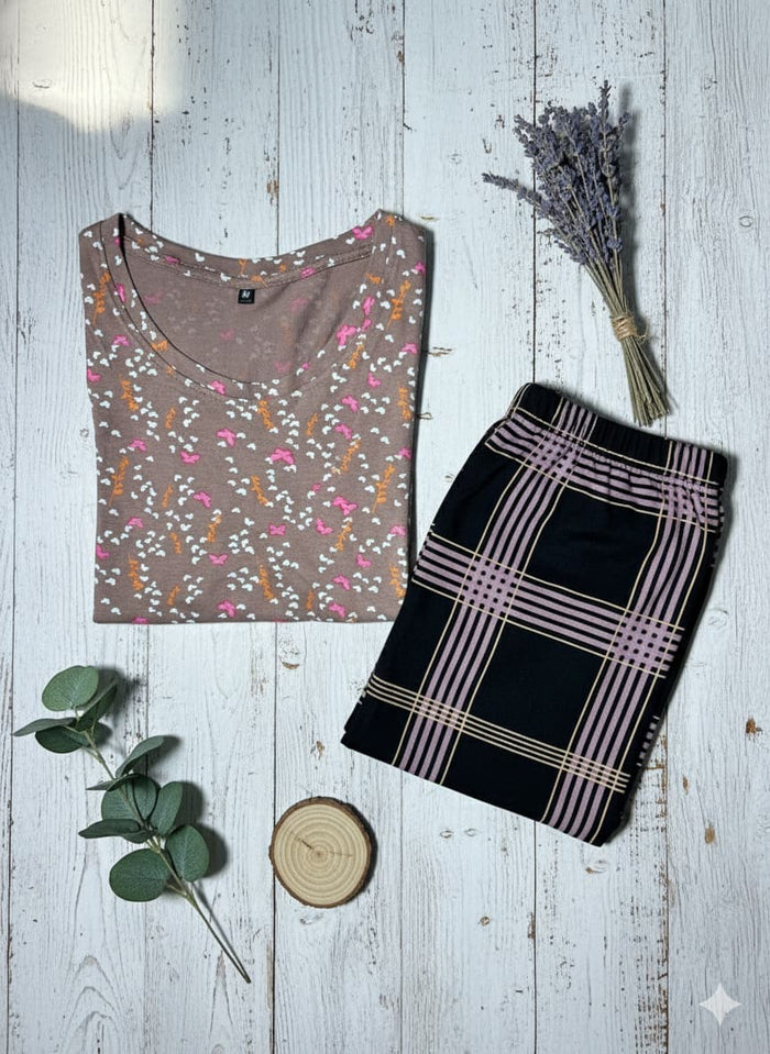 Irah Vastra women’s T-shirt and pant set — folded flatlay view