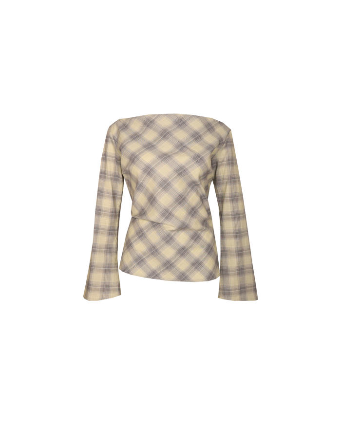 CORA TOP SAGE TARTAN