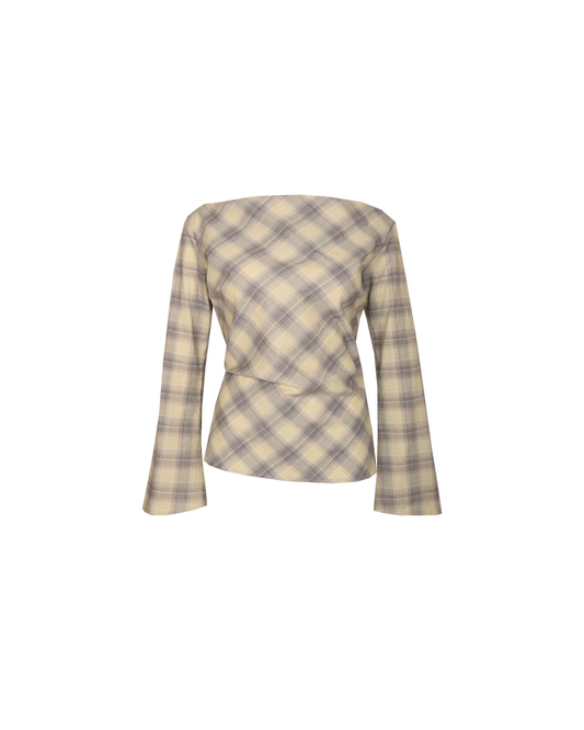 CORA TOP SAGE TARTAN
